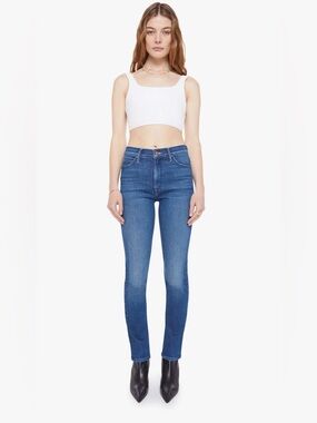 MOTHER Slim Straight Mid Rise Dazzler Ankle Jeans